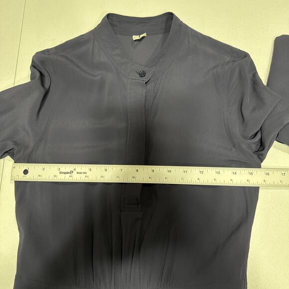 Arket Womens Modest Maxi Dress EU 34, US 4 Long Sleeves A-Line Band Collar Blue - Picture 12 of 16